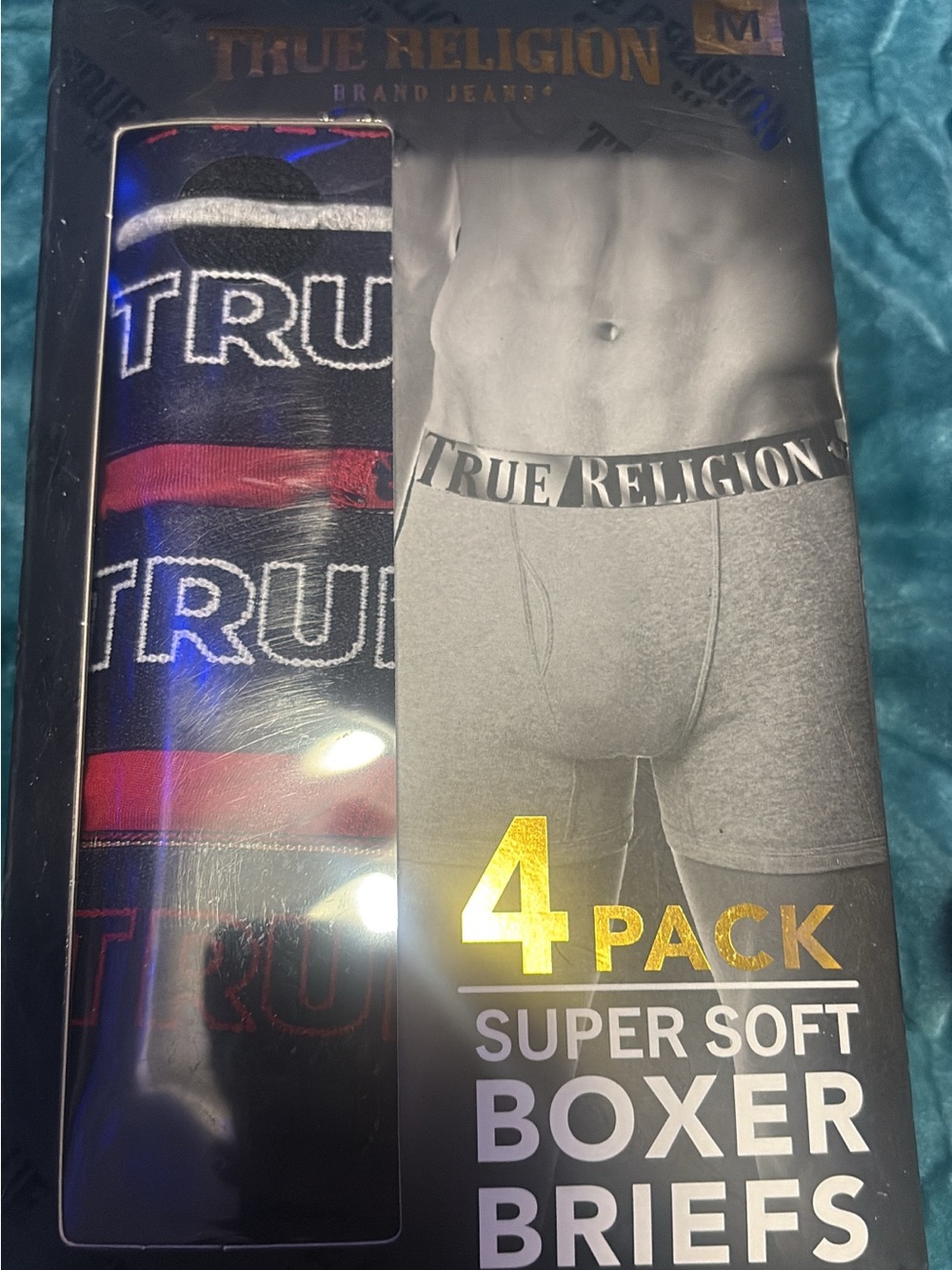 True Religion Men’s Boxer Briefs 4-Pack - Gray, Black, Red